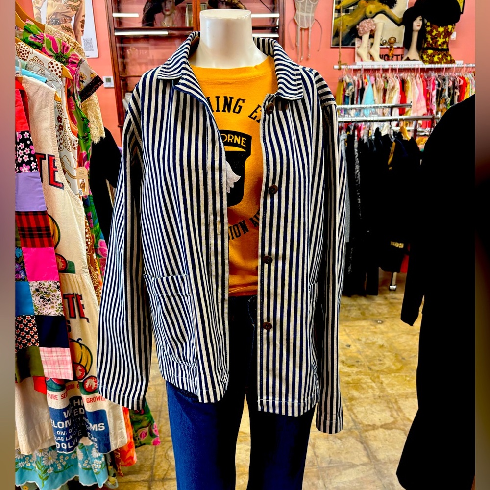 Navy Striped Women's Utility Jacket
